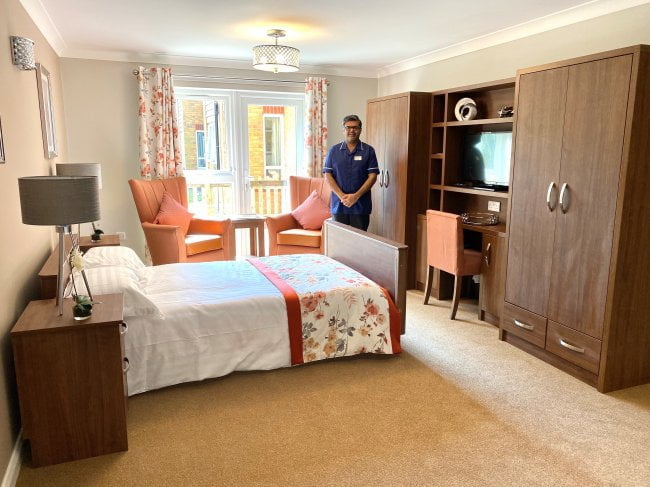 Manager Zimran Alam in newly extended Leawood Manor care home