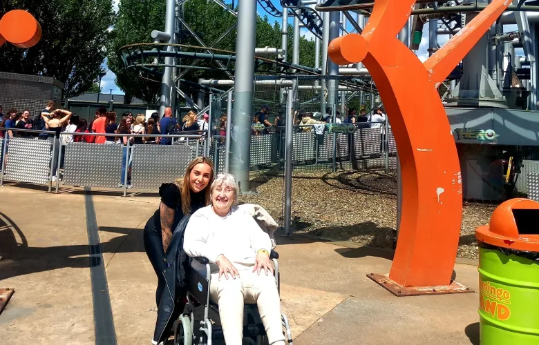 Oldfield House Resident Sandra's Dream Comes True with a Thrilling Rollercoaster Ride at Flamingo Land 9 Main photo jpg e1721404535627