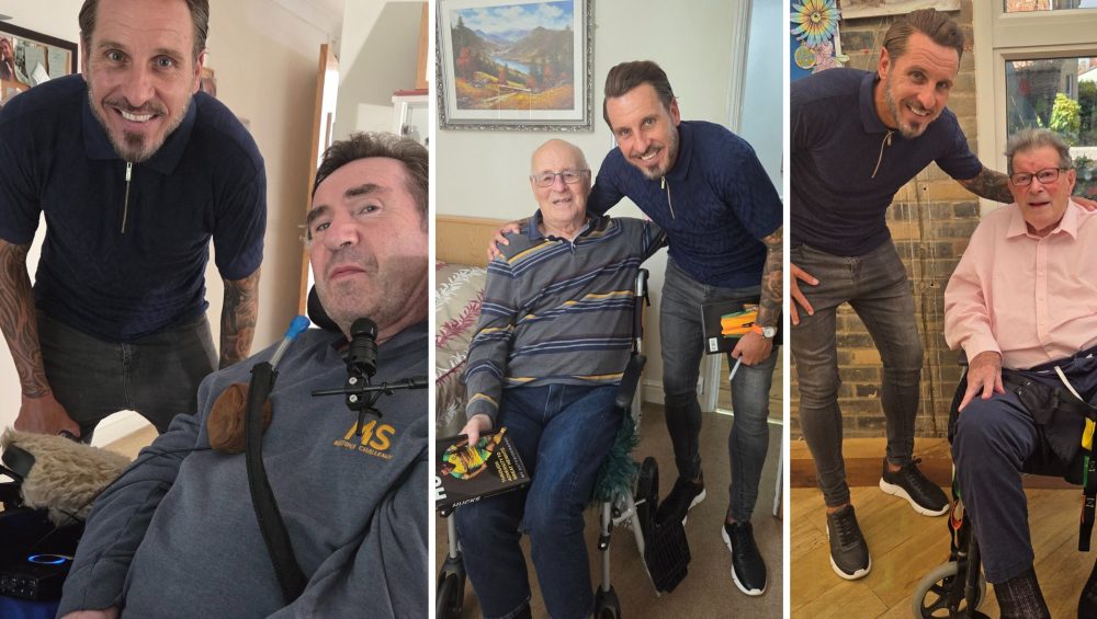 Footballer visit collage