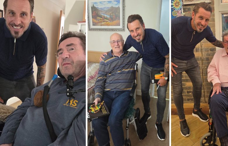 Footballer visit collage