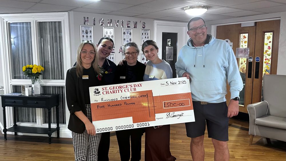 Highview Lodge Receives Generous £500 Donation from St George’s Day Charity 1 St Georges Day charity donation