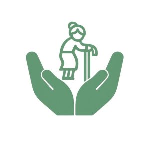 Elderly woman cradled by hands 768x768